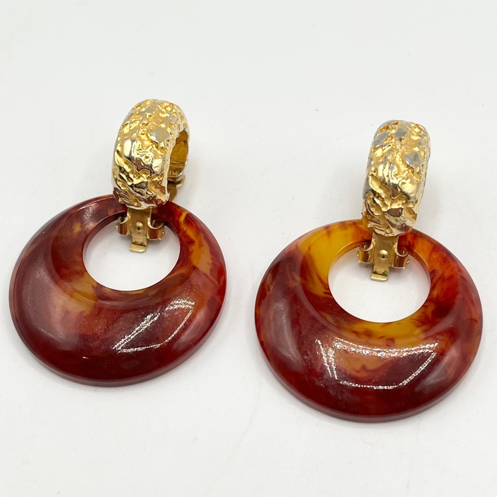 Vintage Kenneth Jay Lane Kjl Signed Hoop Earrings - image 2